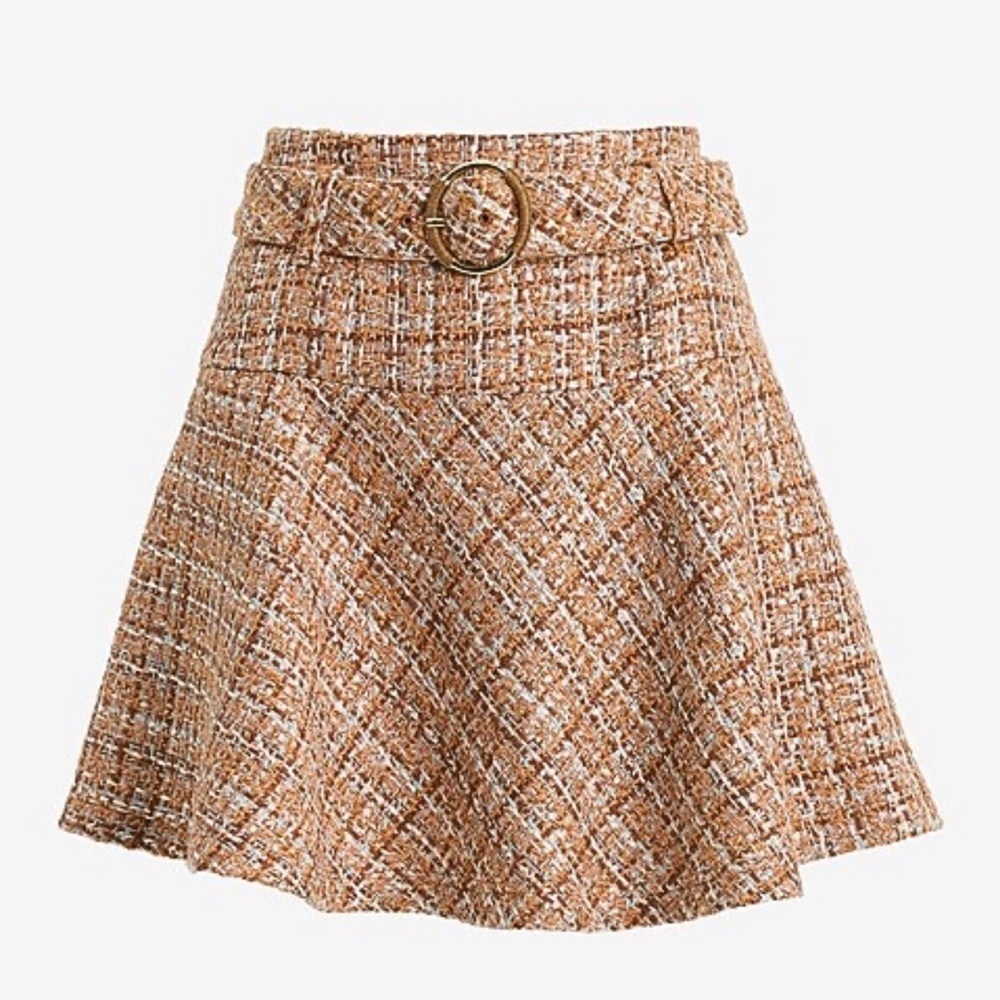 Express High Waisted Belted Mini Fit and Flare Skirt